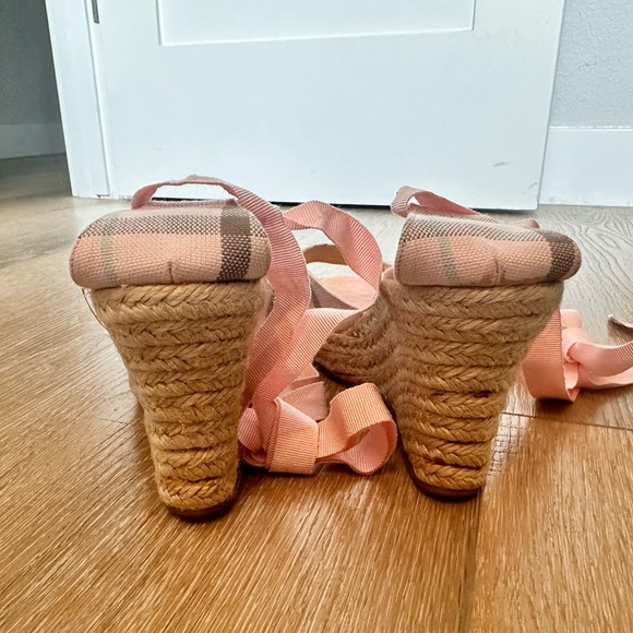 Burberry Espadrilles platform wedges size 8.5W. Pink with plaid, lightly worn. - Picture 5 of 9